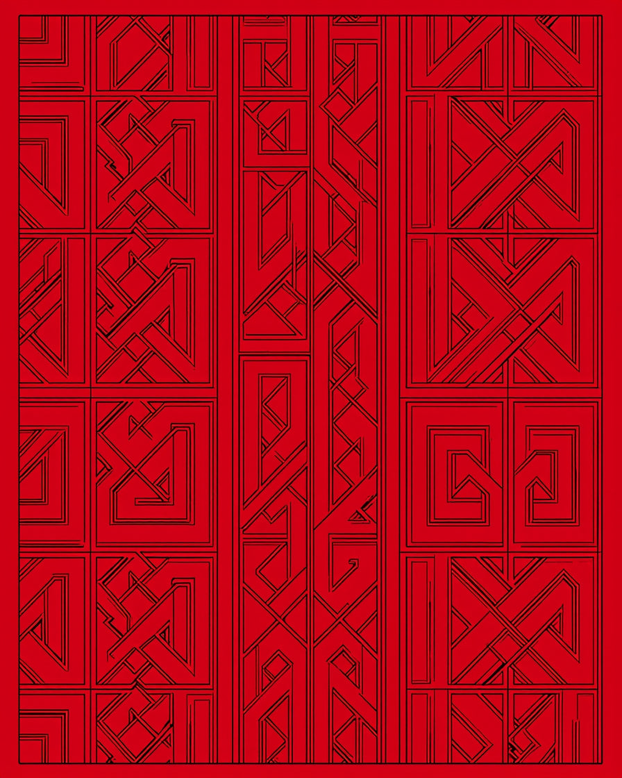 Bold Red Geometric Maze Rug