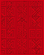 Bold Red Geometric Maze Rug
