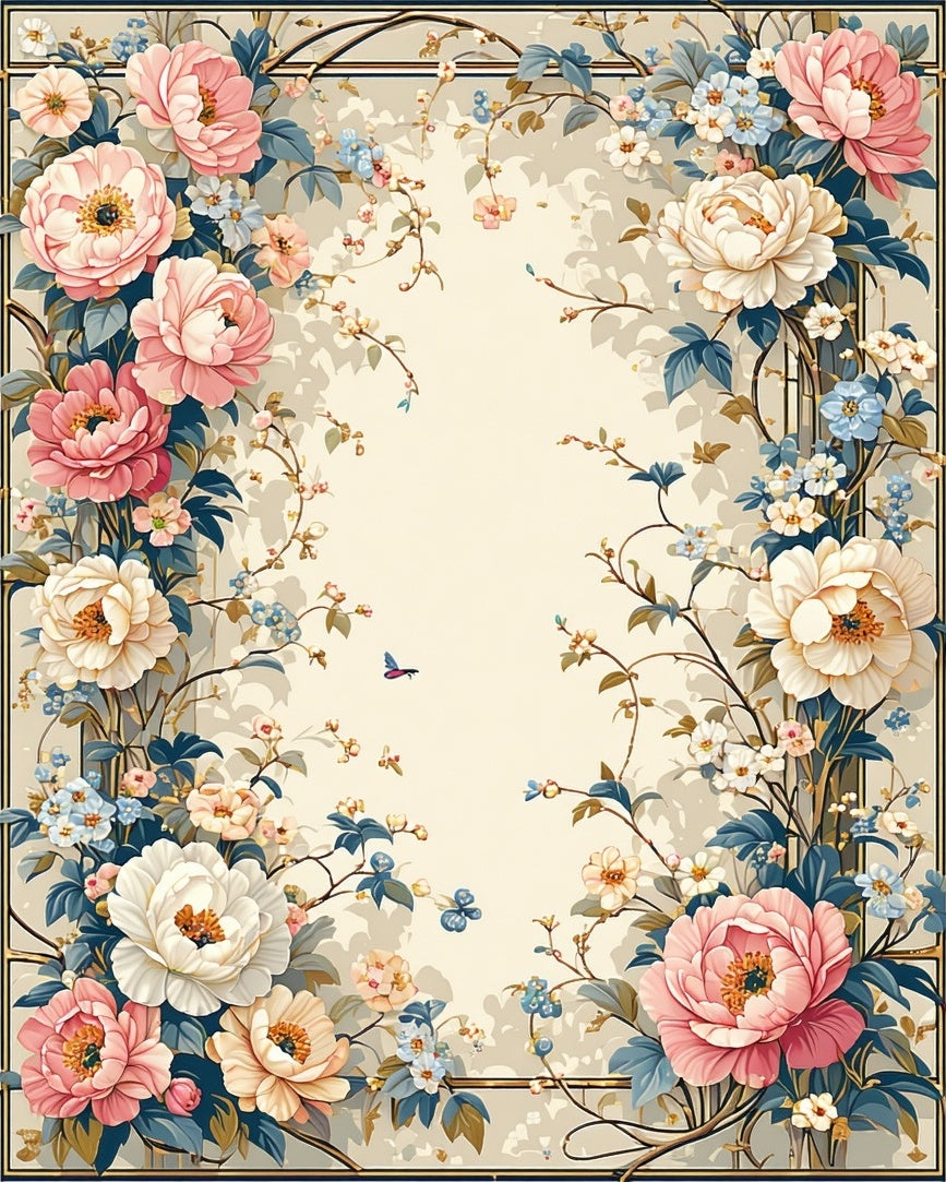 Floral and Vine Botanical Pattern Rug