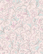 Blush Pink Floral Vine Pattern Rug