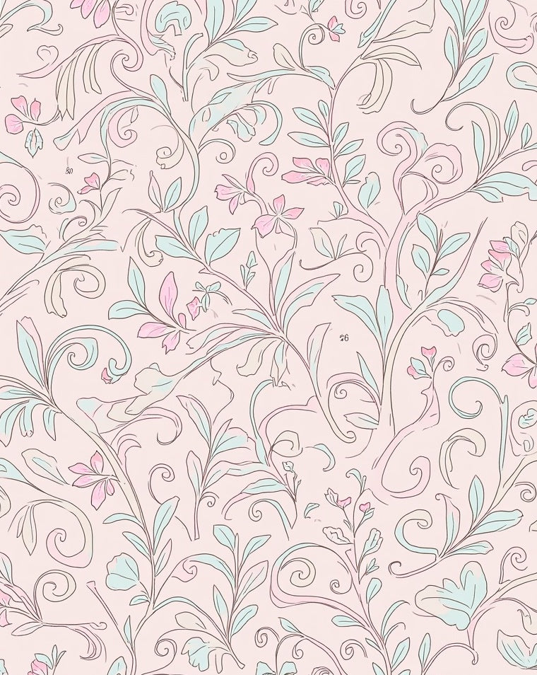 Blush Pink Floral Vine Pattern Rug