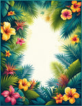 Vibrant Tropical Floral Lush Leaves Rug