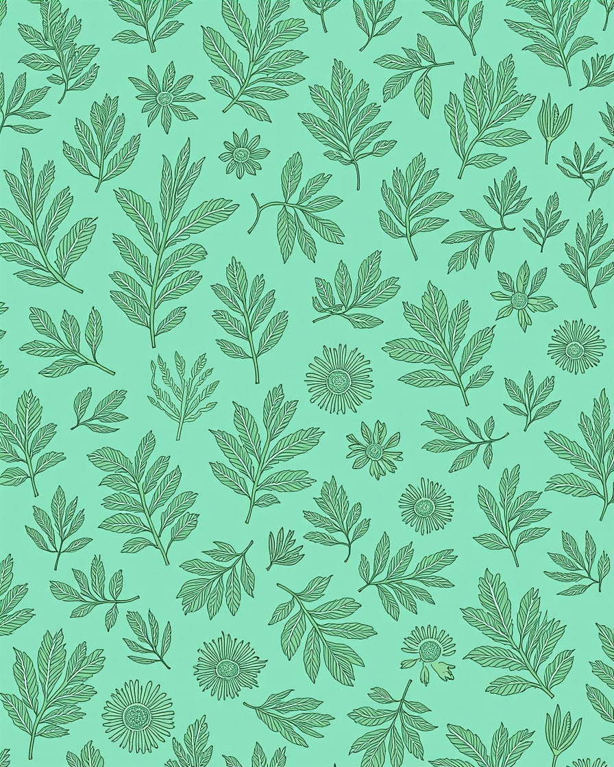 Green Botanical Print Rug