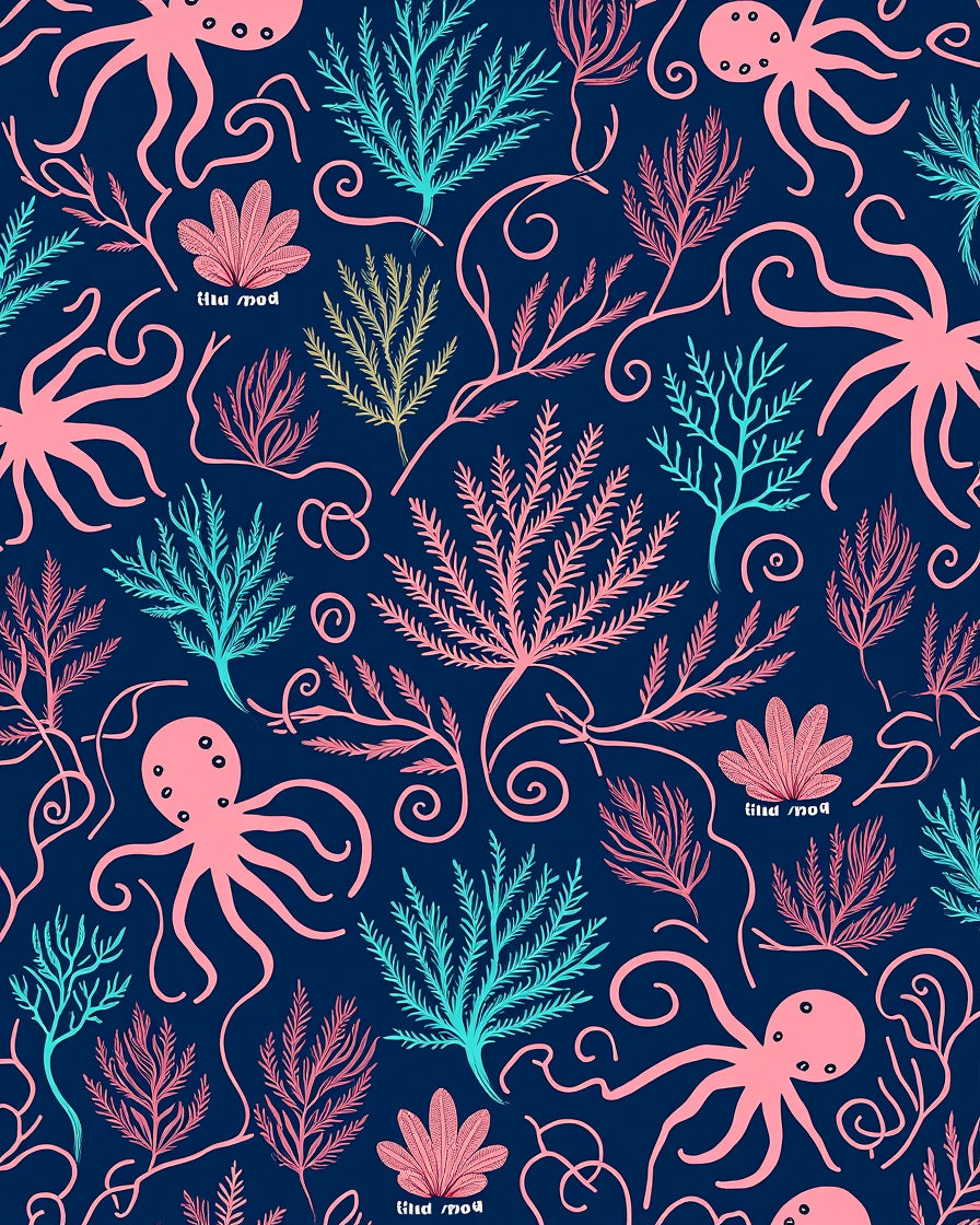 Nautical Octo-Marine Life Pattern Rug