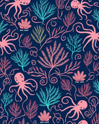 Nautical Octo-Marine Life Pattern Rug