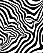 Abstract Black White Wave Pattern Rug