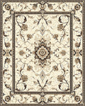Antique Floral Medallion Cream Brown Rug