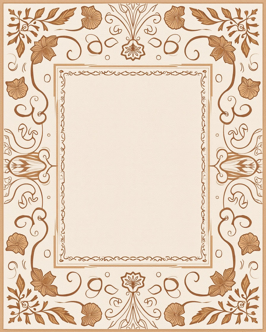 Art Nouveau Floral Scroll Border Detail Rug