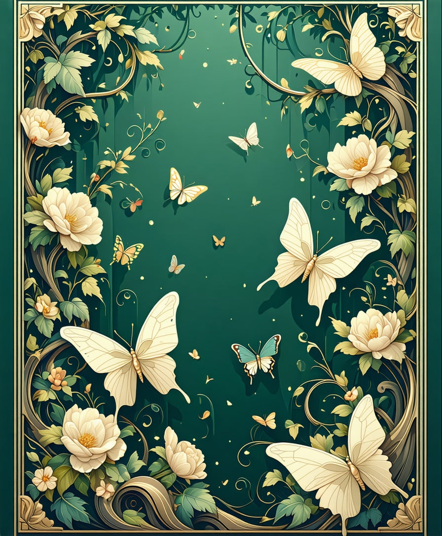 Enchanted Garden Butterfly Floral Design Rug
