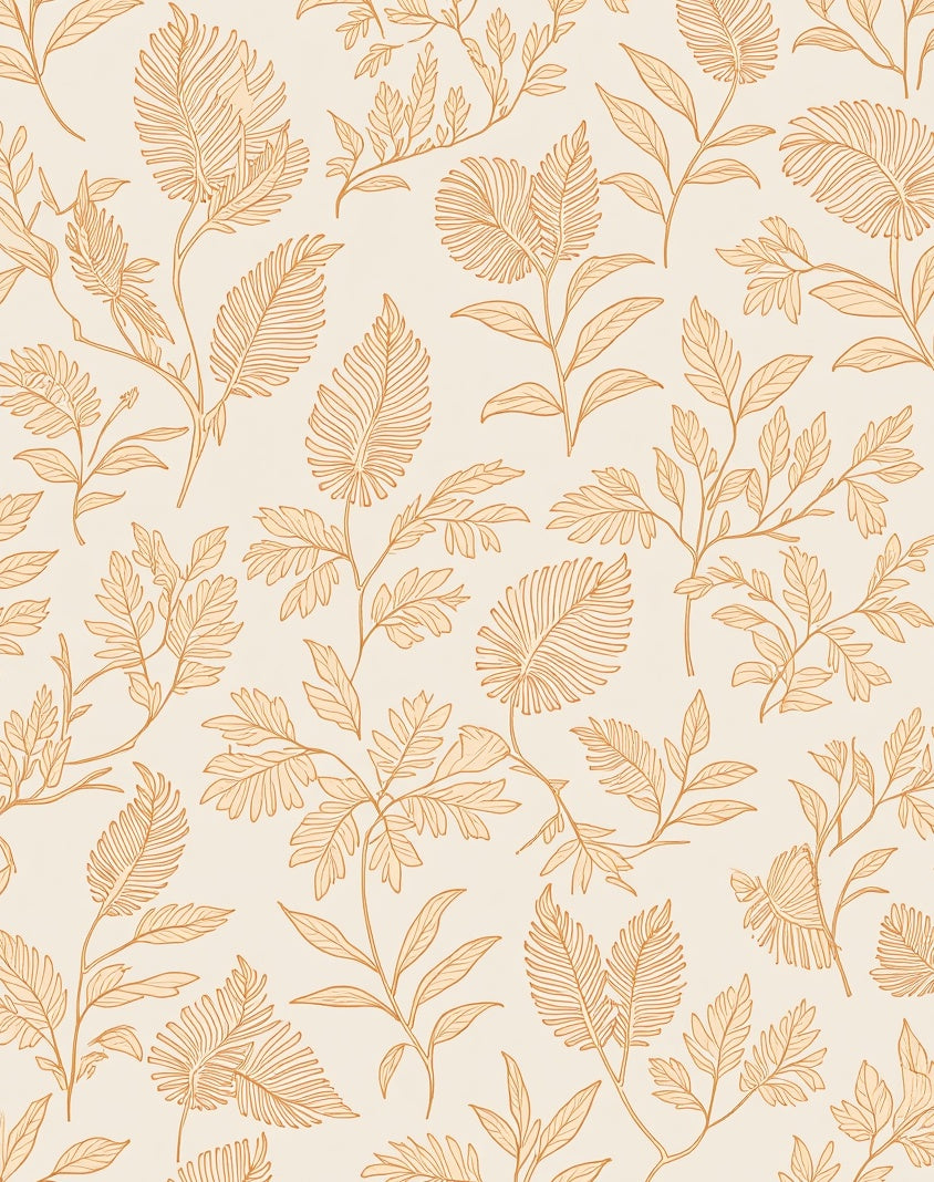 Botanical Outline Warm Hues Pattern Rug