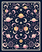 Cosmic Pink and Gold Celestial Swirls Rug