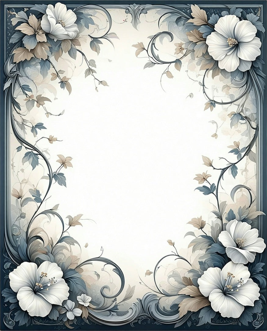Serene Floral Border Design Rug