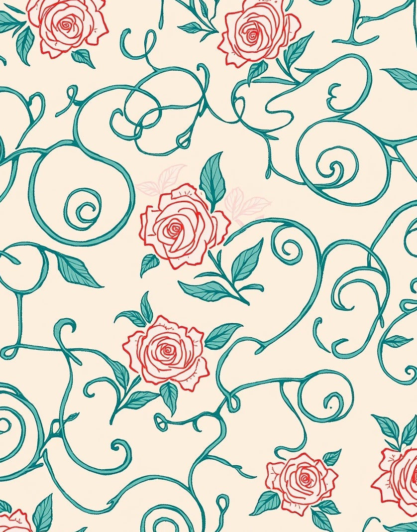 Vintage Rose Vine Floral Pattern Rug