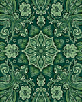 Intricate Green Floral Medallion Pattern Rug