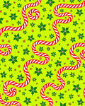 Lime Green Candy Cane Poinsettia Swirl Rug