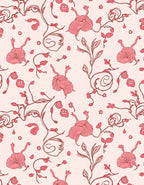 Pink Floral Vines Pattern Rug