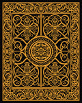 Intricate Gold Celtic Knot Pattern Rug