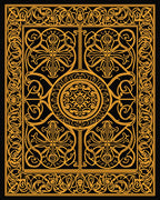 Intricate Gold Celtic Knot Pattern Rug