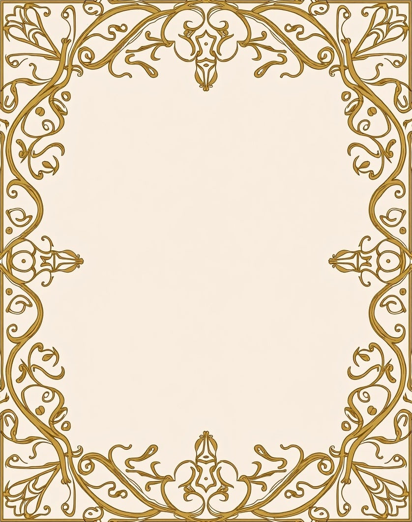 Elegant Gold Floral Border Design Rug