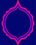 Bold Indigo Pink Arabesque Frame Rug