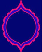 Bold Indigo Pink Arabesque Frame Rug