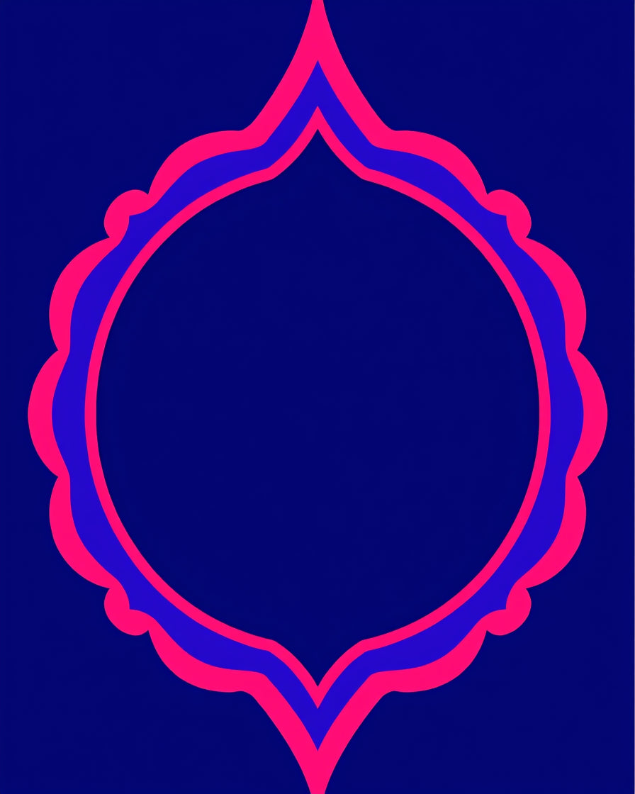 Bold Indigo Pink Arabesque Frame Rug