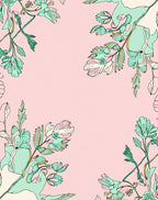 Botanical Branches On Pale Pink Rug