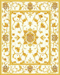 Gold Floral Scroll Border Design Rug