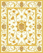 Gold Floral Scroll Border Design Rug