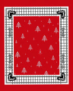 Crimson White Christmas Tree Border Rug