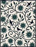 Whimsical Birds Floral Vine Pattern Rug