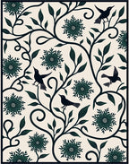 Whimsical Birds Floral Vine Pattern Rug