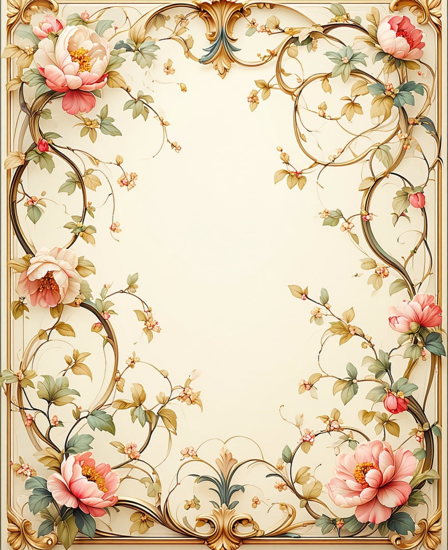 Elegant Floral Vine Scrollwork Rug