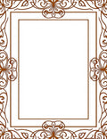 Ornate Brown Scroll Filigree Frame Rug