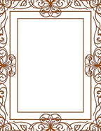 Ornate Brown Scroll Filigree Frame Rug