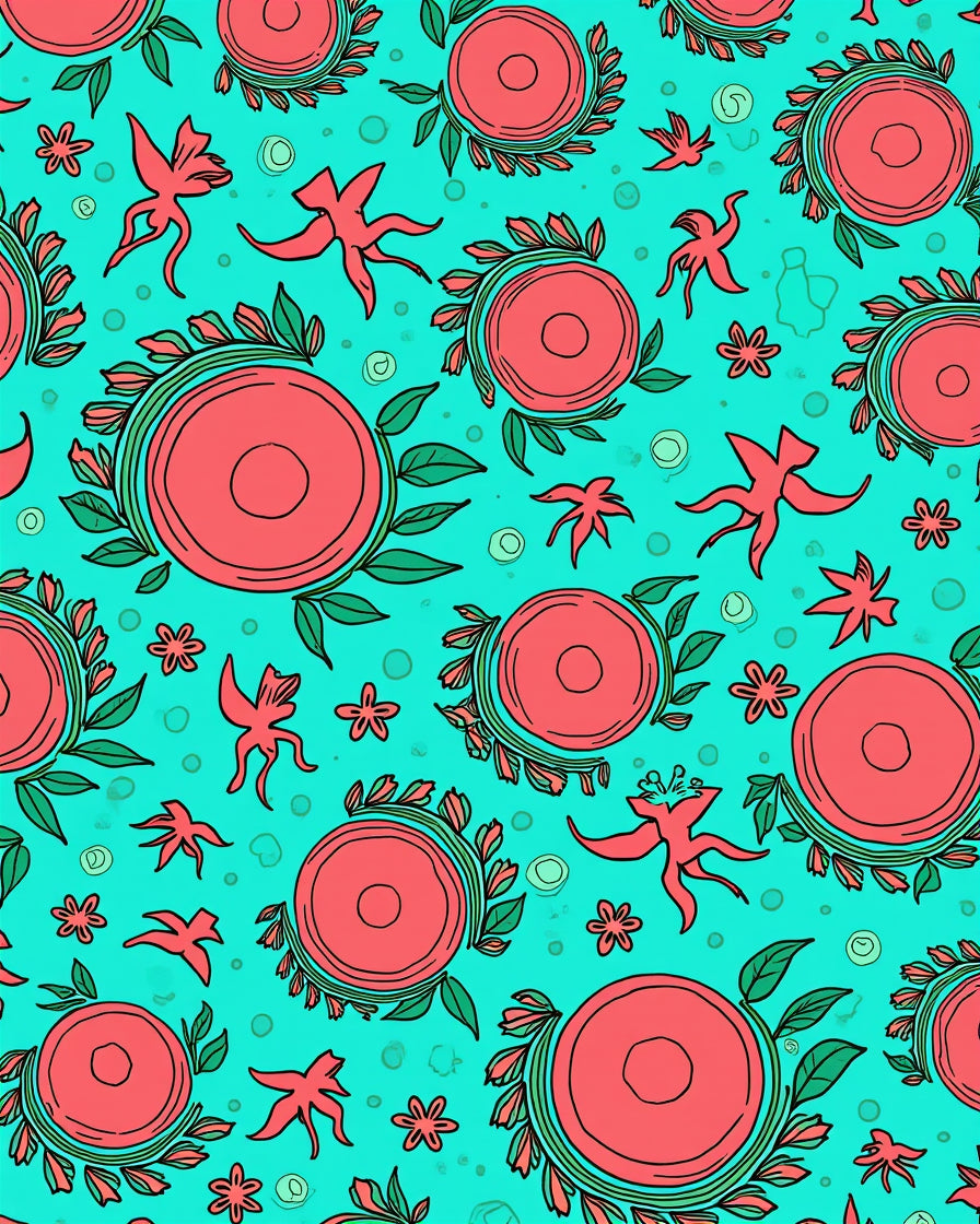 Coral Floral Abstract Creatures Rug