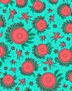 Coral Floral Abstract Creatures Rug