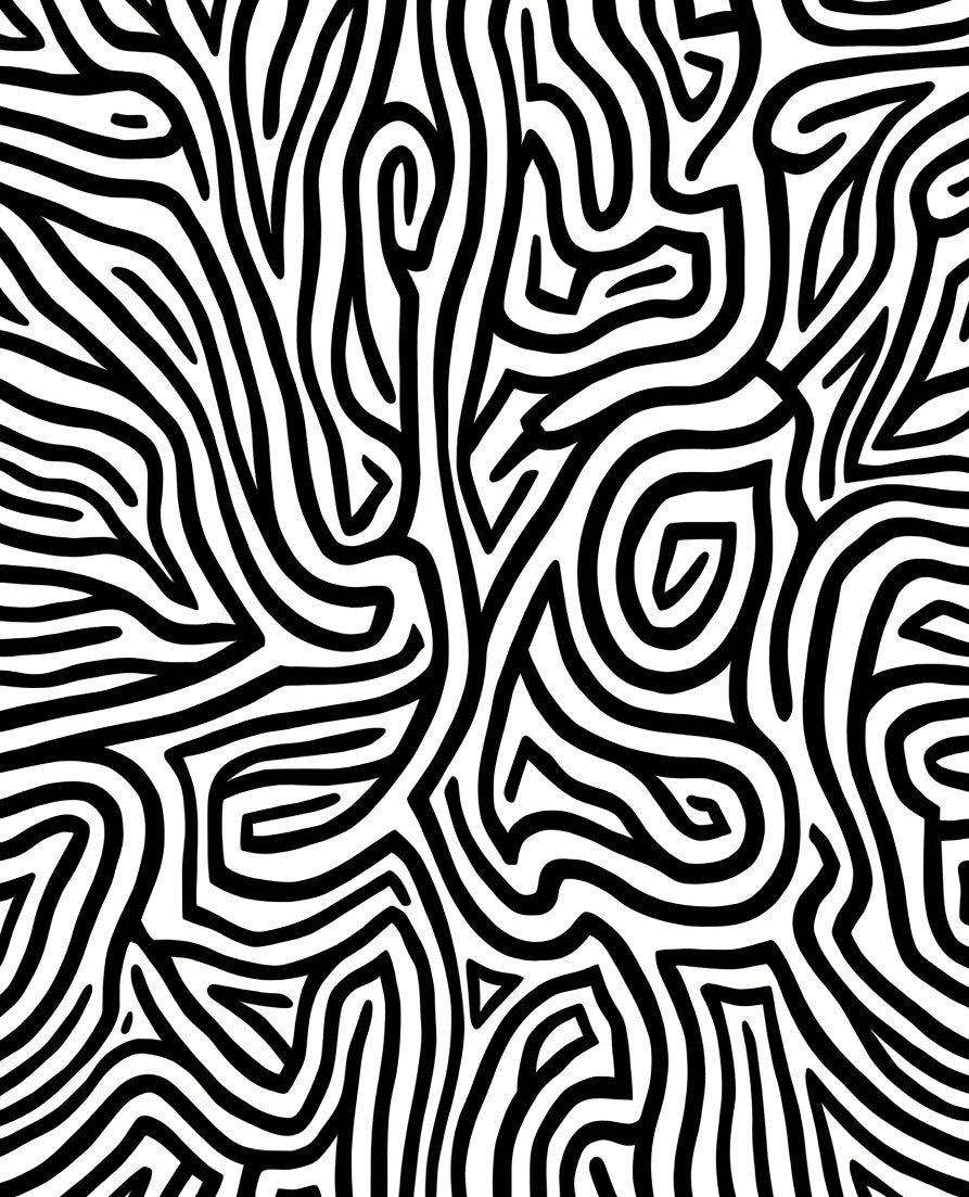 Bold Black White Wavy Pattern Rug