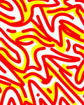 Red Yellow Wavy Abstract Rug