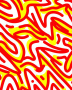 Red Yellow Wavy Abstract Rug