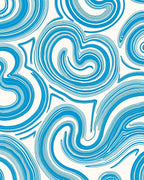 Flowing Blue Swirl Pattern Rug