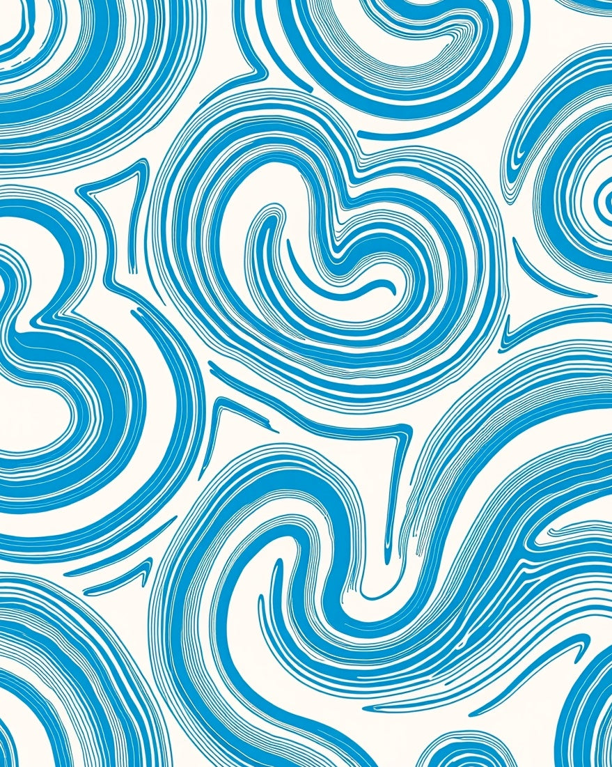 Flowing Blue Swirl Pattern Rug