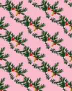 Pink Pine Sprig and Berry Garland Rug