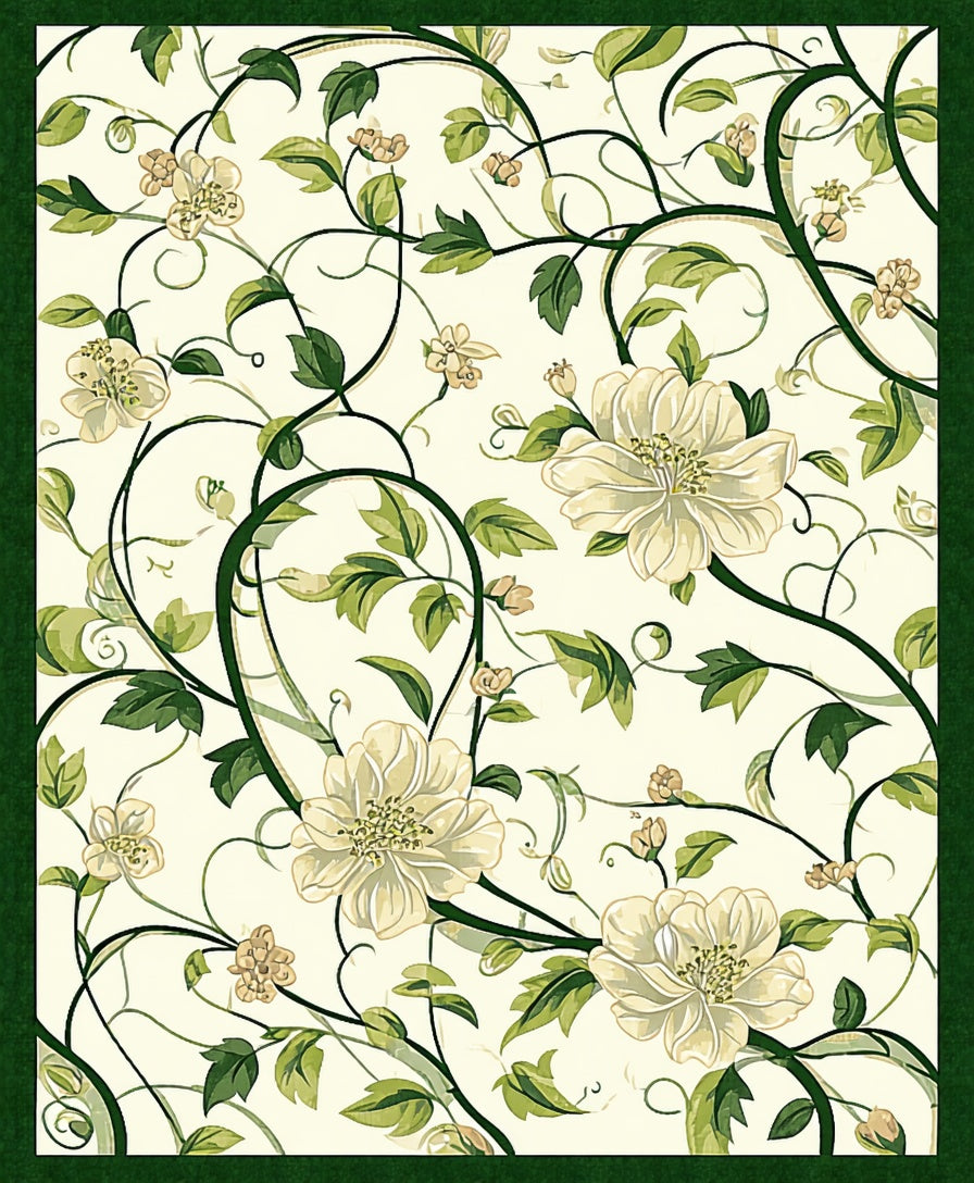 Cream Floral Vine Pattern Rug