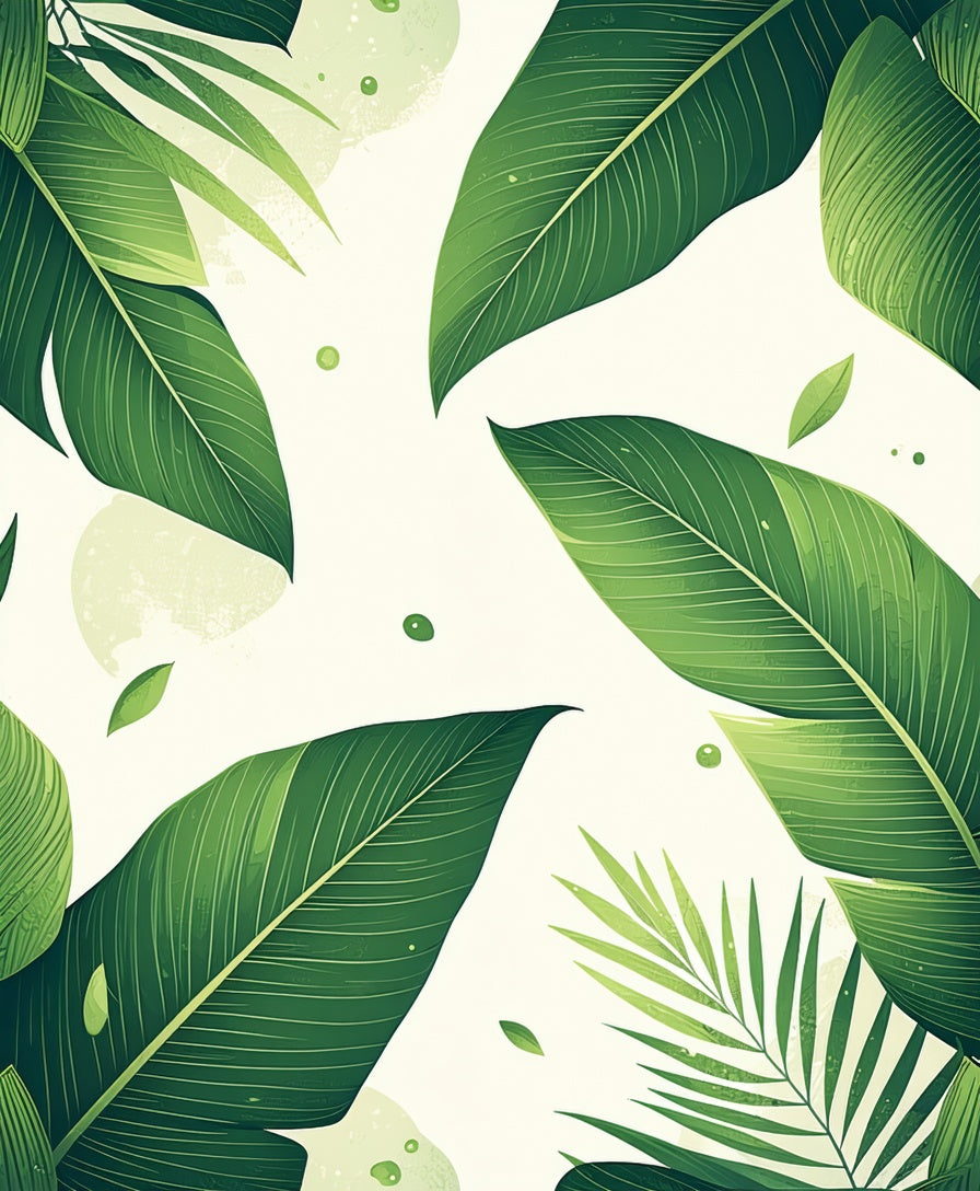 Lush Tropical Leaf Pattern Design Rug