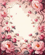 Floral Vines Pink Peonies Design Rug