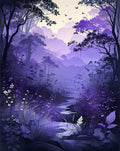 Enchanted Forest Misty Purple Landscape Rug