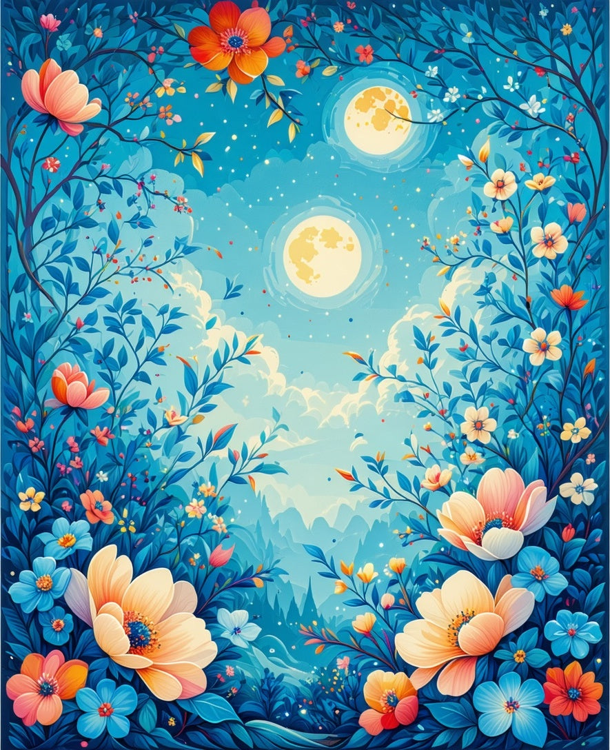 Enchanting Floral Night Sky Pattern Rug