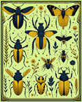Bold Black Yellow Insect Garden Pattern Rug