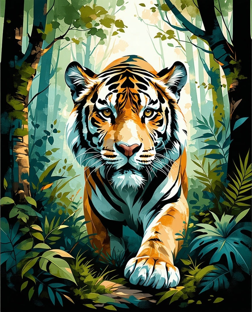 Vibrant Jungle Tiger Portrait Rug